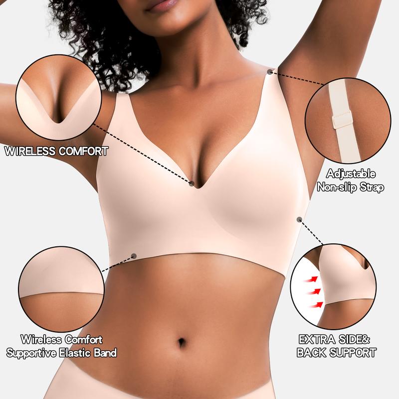 Jelly Wireless Seamless Deep V Push Up Bra