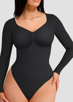 Seamless V-Neck Long Sleeve Shaping Bodysuit