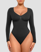 Seamless V-Neck Long Sleeve Shaping Bodysuit
