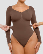 Seamless V-Neck Long Sleeve Shaping Bodysuit