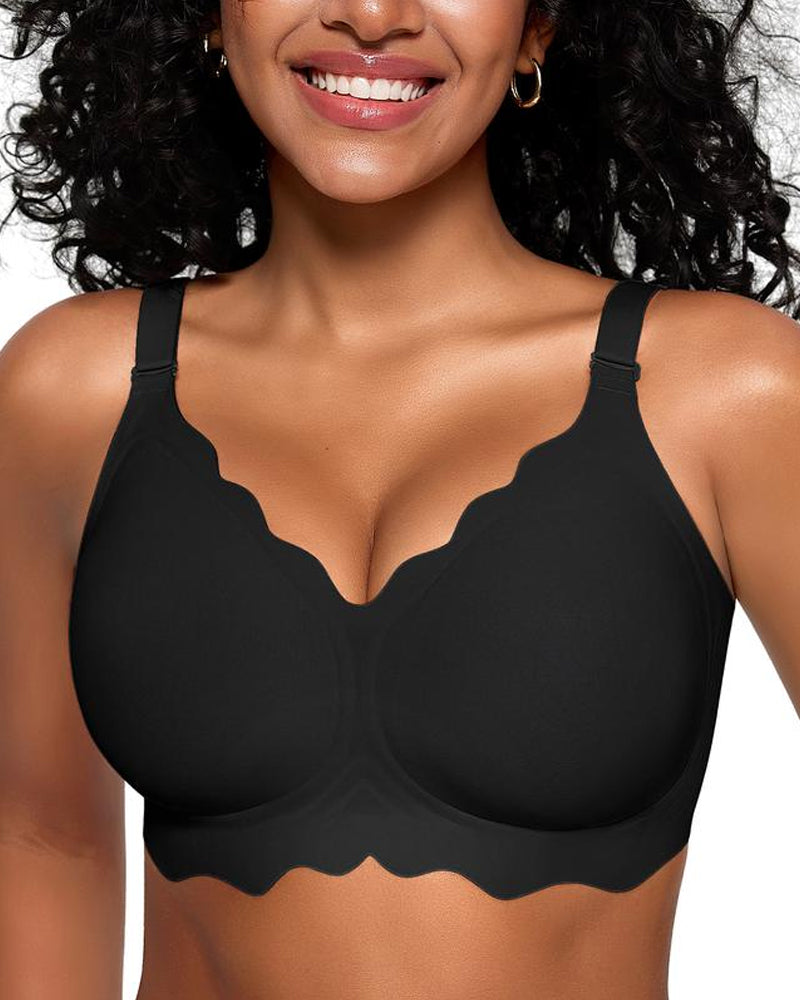 Seamless Scalloped Bras for Women Wireless Push Up Bra