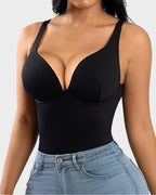 V Neck Tummy Control Thong Bodysuit Shapewear